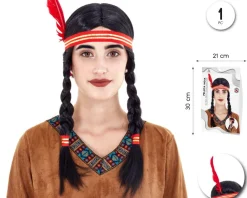 Best Partilandia Peluca de india con diadema y pluma