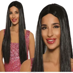 Peluca melena negra lisa
