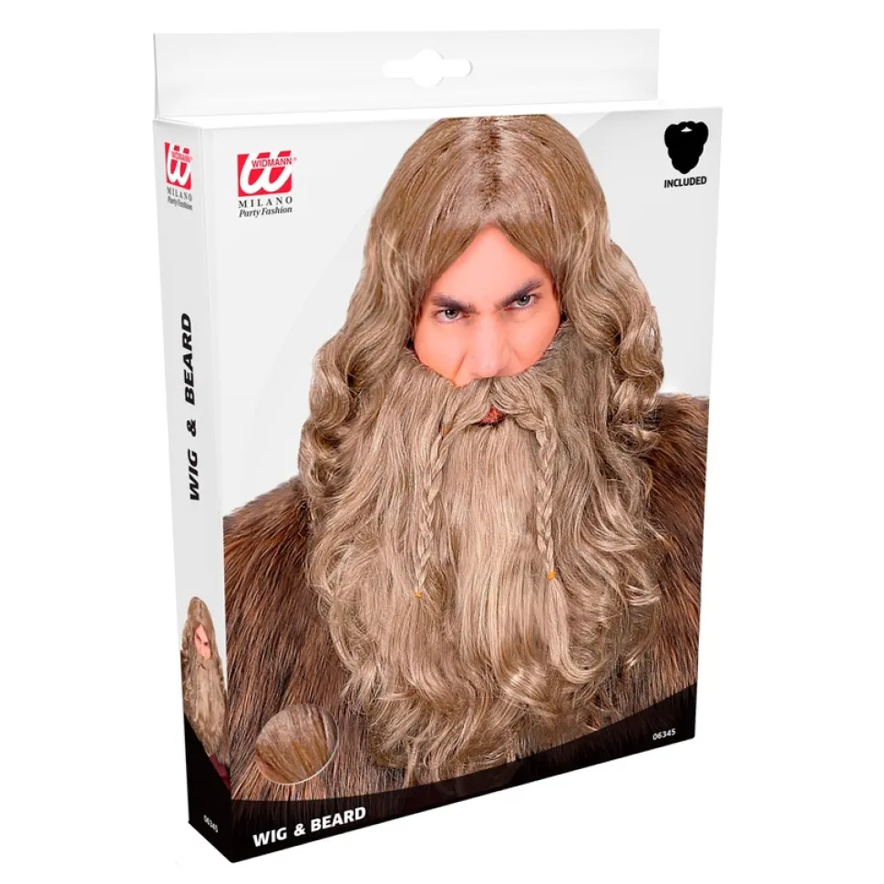 Peluca vikinga con barba y bigote