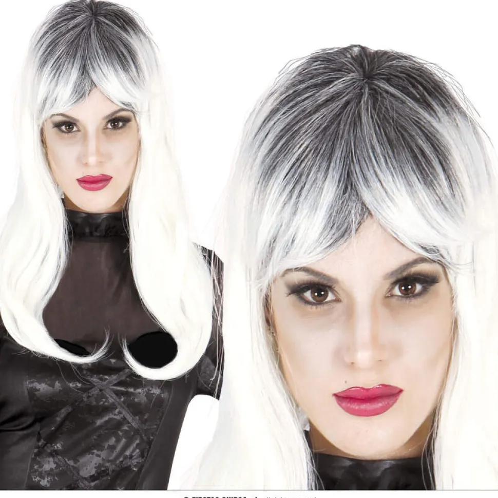 Peluca zombie gris y blanco