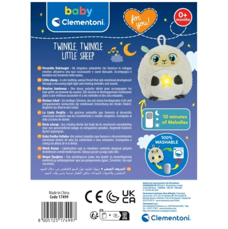 Peluche Infantil Ovejita Luminoso - Twinkle Twinkle - Clementoni