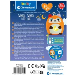 Peluche Infantil Zorrito Luminoso - Twinkle Twinkle - Clementoni