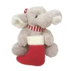 Peluche pequeño elefante Navidad bota Papa Noel bufanda rayas rojas blancas