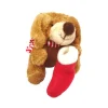 Discount Working House Peluche pequeño perro perrito Navidad bota Papa Noel bufanda rayas rojas blancas