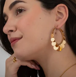 Clearance Eriety Jewels Pendiente Acero Chapas - Aro 45 mm