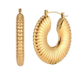 Outlet Eriety Jewels Pendiente Aro Acero - Rayas 40 mm