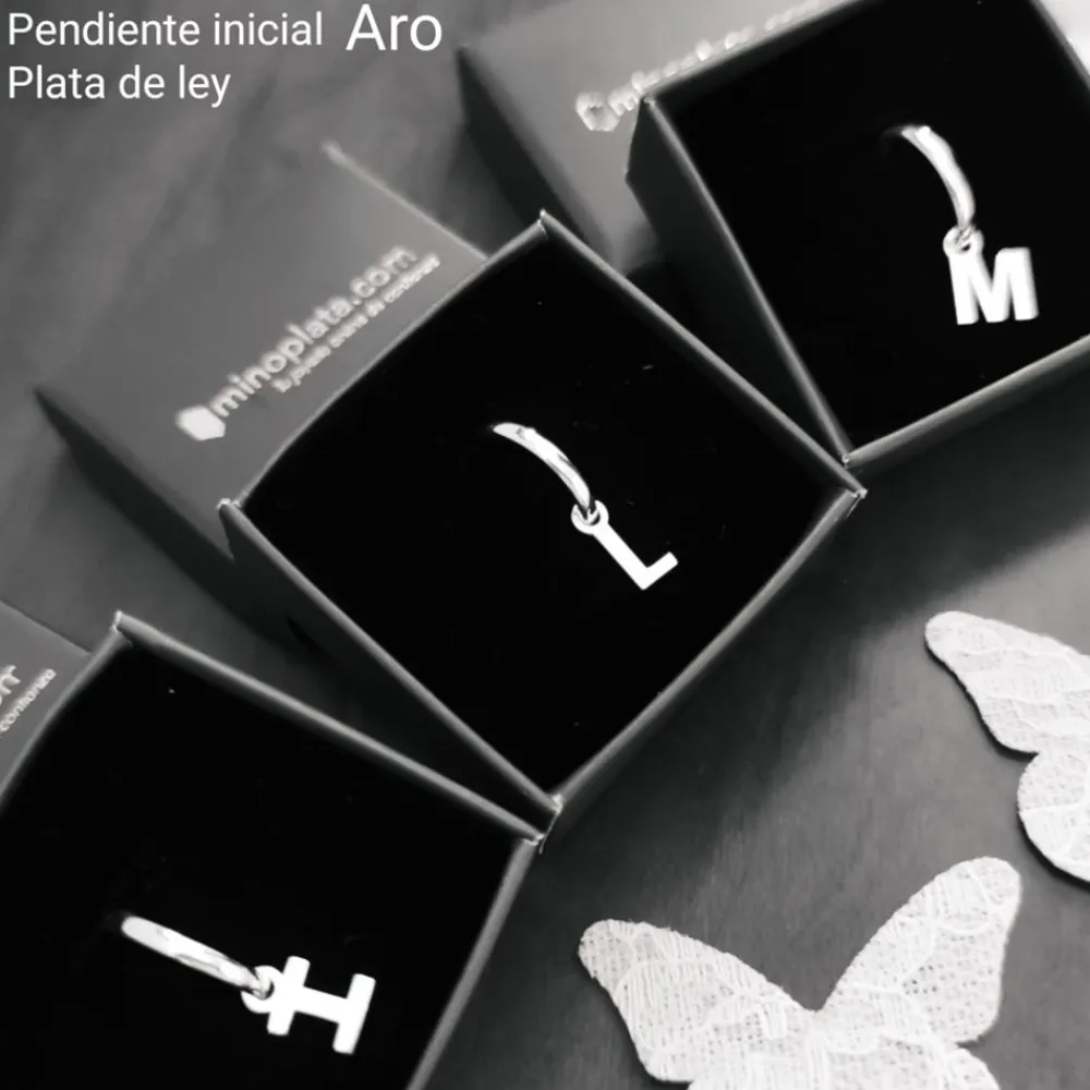Best Pendiente Aro Con Cualquier Inicial De Plata De Ley (Medio Par)
