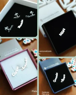 Pendiente (1) Plata De Ley Personalizado (Con Cualquier Nombre)