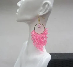 Pendientes acero con coral de rocallas y pez