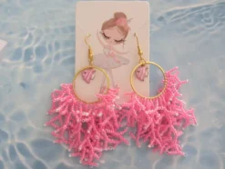 Pendientes acero con coral de rocallas y pez