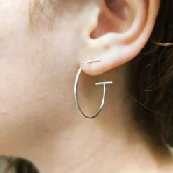 Pendientes Aro Karma Barra De Plata De Ley 28 Mm.