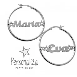 Pendientes Aros 35 Mm. De Plata De Ley Personalizados