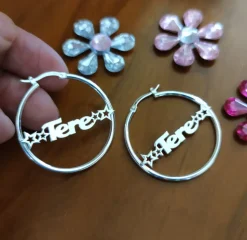 Pendientes Aros 35 Mm. De Plata De Ley Personalizados