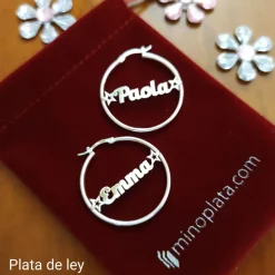 Pendientes Aros 35 Mm. De Plata De Ley Personalizados