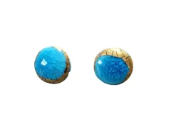 Discount Cerámica Artística Onda Pendientes Azul/ Oro