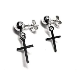 Pendientes Bola 5 Mm.con Cruz De Plata