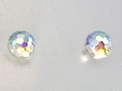 Pendientes Bolas Cristal Tornasol 6 Mm. Y Plata De Ley