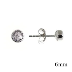 Sale Pendientes Chatón De Plata Y Circonitas 6 Mm.