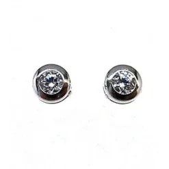 Clearance Pendientes Chaton De Plata Con Circonita 4 Mm. Para Bebés