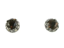 Discount Pendientes Circonitas Coffee En Plata De Ley Y Rodio Negro
