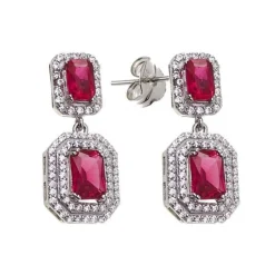 Pendientes Circonitas Rosas Y Blancas De Plata Rodiada