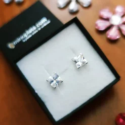 Pendientes Circonitas Y Plata De Ley 6X6