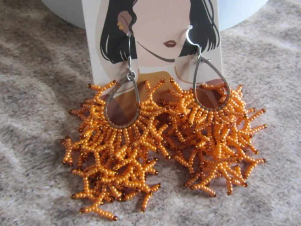 Sale Che Carino Art Pendientes coral con rocallas