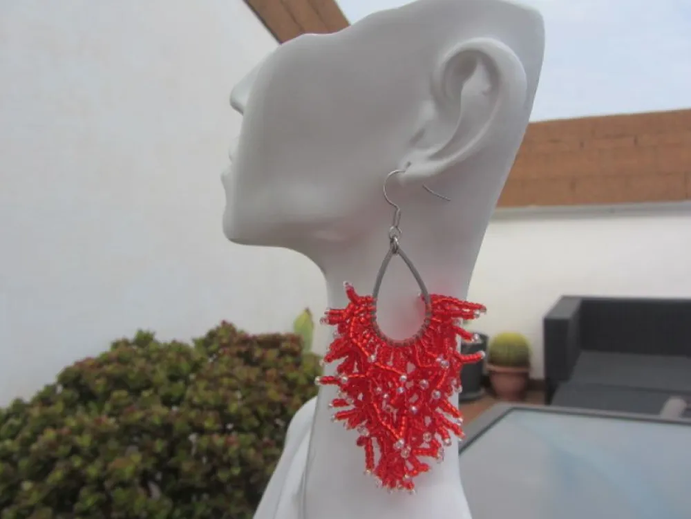 Sale Che Carino Art Pendientes coral con rocallas