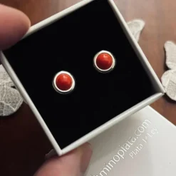 Pendientes Coral Filo De Plata De Ley 5 Mm.