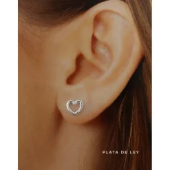 Pendientes Corazón Calado De Plata