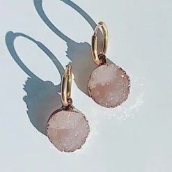 Discount Hhedderich Pendientes Cristal Roca Color. Acero Oro