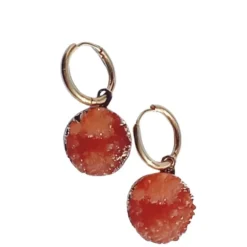 Discount Hhedderich Pendientes Cristal Roca Terracota .Acero Oro