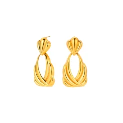 Pendientes de Acero Largo 65 mm - Color Oro y Acero