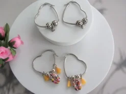 Best Che Carino Art Pendientes de aros con cuentas