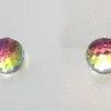 Clearance Pendientes De Bola 6Mm Plata Con Cristal Tornasol Verde Y Fucsia