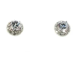 New Pendientes De Circonitas Blancas Y Plata De Ley