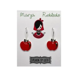 Hot Marga Robledo Pendientes de colgar Manzana asturiana. Rojo