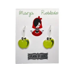 Pendientes de colgar Manzana asturiana. Verde