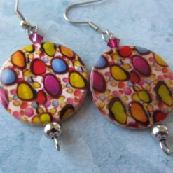 Pendientes de nácar estampado y swarovski