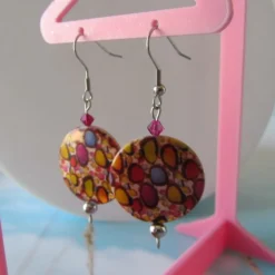 Pendientes de nácar estampado y swarovski