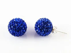 Pendientes De Plata Con Cristales Azules 12 Mm