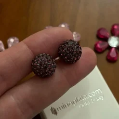 Pendientes De Plata Con Cristal 12 Mm. Berenjena
