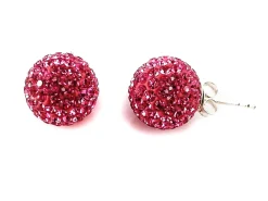 Outlet Pendientes De Plata Con Cristal Colores 12 Mm. Rosa
