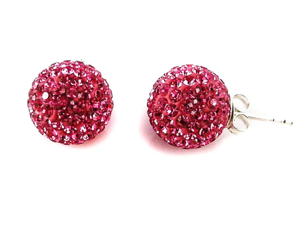 Outlet Pendientes De Plata Con Cristal Colores 12 Mm. Rosa
