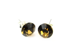 Pendientes De Plata Con Cristal Swarovski Marrón 8 Mm.
