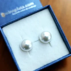 Pendientes De Plata Con Media Perla 10 Mm.