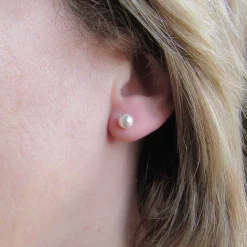 Discount Pendientes De Plata De Ley Con Perla 6 Mm.