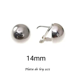 Pendientes De Plata Lisa Media Bola 14 Mm.