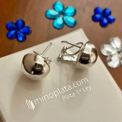 Pendientes De Plata Lisa Media Bola 14 Mm.