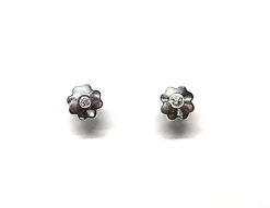 Pendientes De Plata Para Bebe Flor Con Circonita